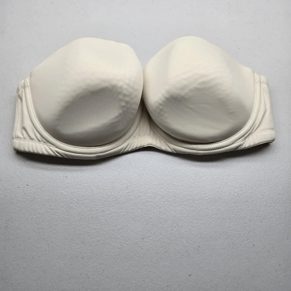Cacique Women Bra 38D Ivory Multi Way Strapless Underwired Lightly Lined READ
